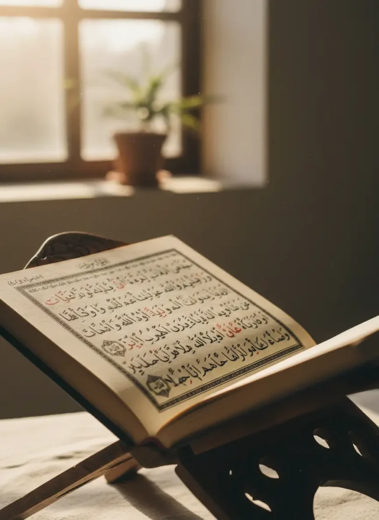 image_title Close-up of the Holy Quran with a focus on understanding Quranic Arabic for spiritual connection and adult learning.