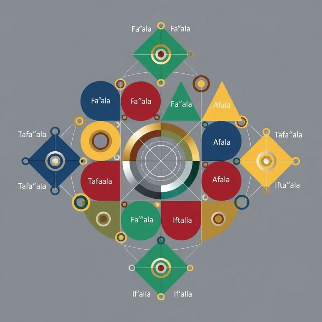 image_title Simplified Arabic grammar chart for adults explaining the logic of sentence structure and verb patterns.