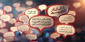 image_title - site_title Dialogue bubbles with Arabic phrases on screen interactive practice mens