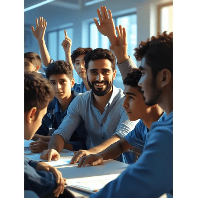 the arabic teacher with his students