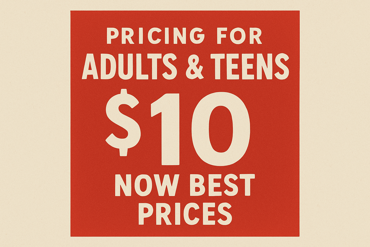 Pricing for Adults & Teens | Now Best prices