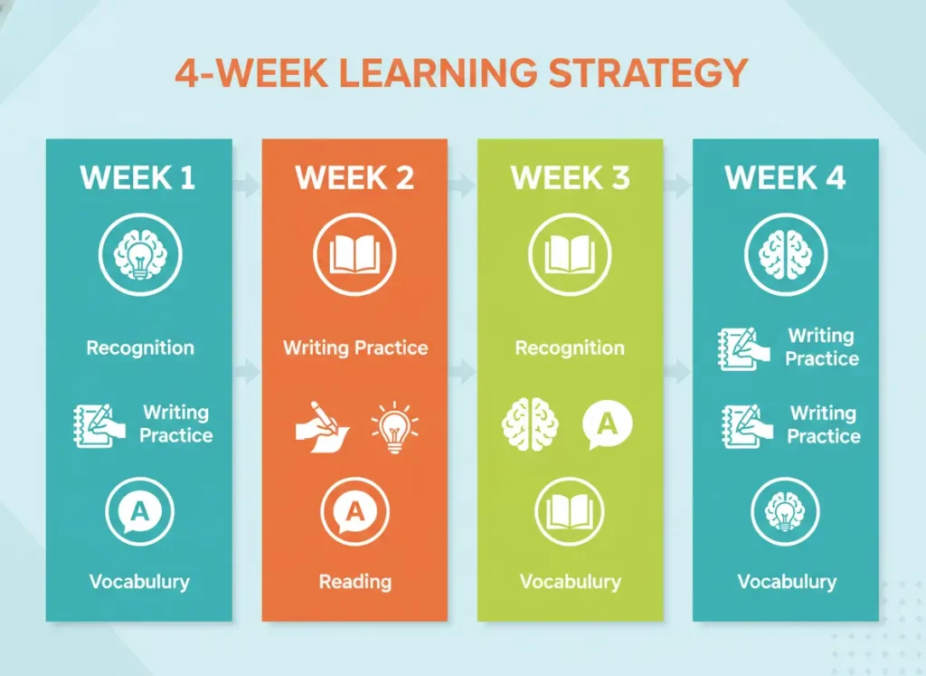 image_title 4-week Arabic alphabet learning schedule for absolute beginners