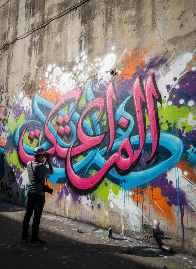 A detailed shot of an artist using a traditional reed pen and ink to create intricate Arabic calligraphy on textured paper.