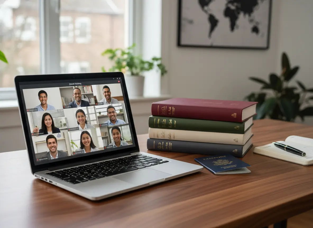 image_title A professional setup showing a laptop and study materials for Arabic for Specific Purposes (ASP) students.