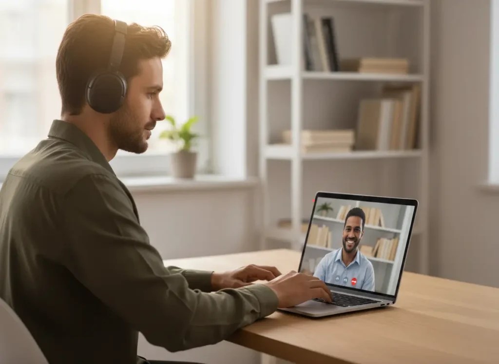 Adult student attending an intensive Arabic course for adults online with a native tutor.