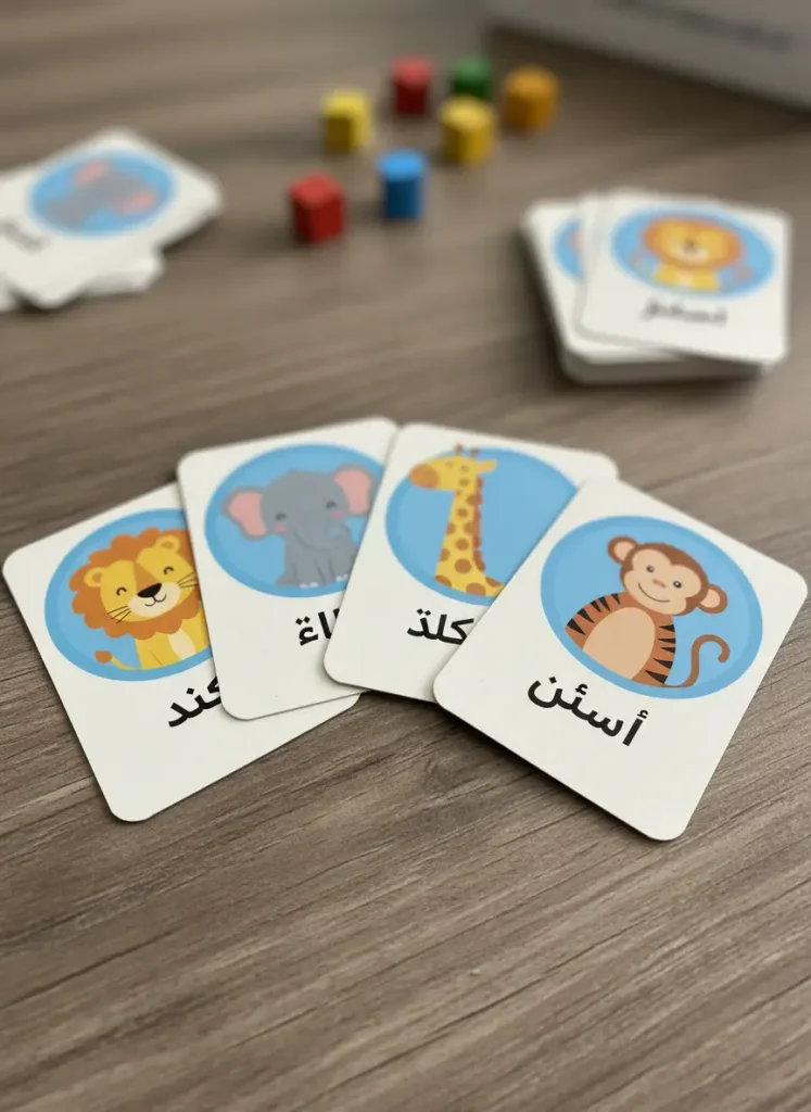 Arabic vocabulary matching games and flashcards for children