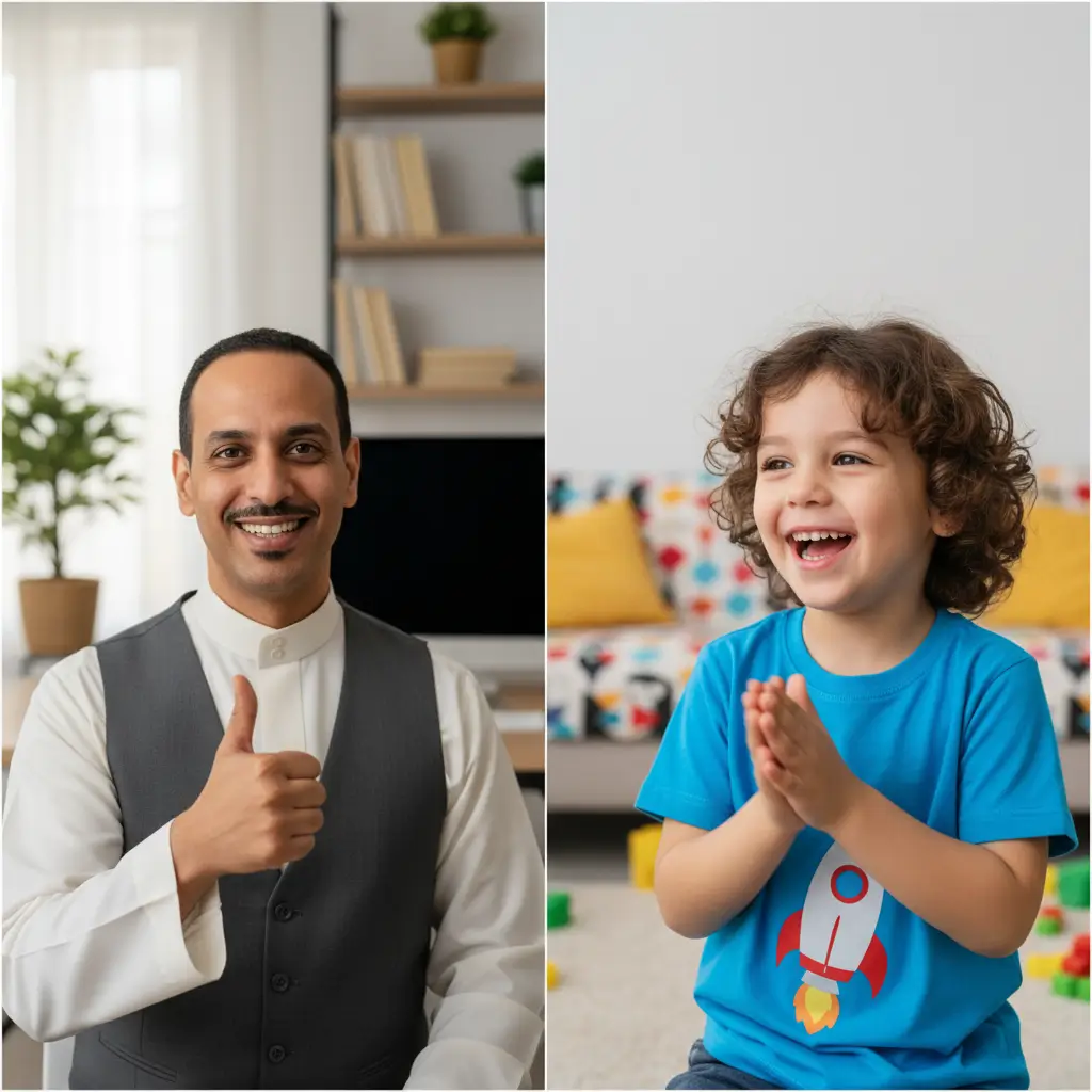 Certified Egyptian Quran teacher encouraging a student during a live one-on-one session Online Quran Classes for Kids