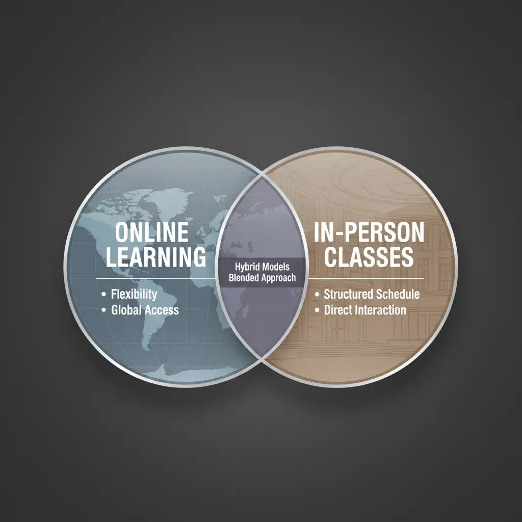 Comparison between online and in-person Arabic conversation classes for professionals.