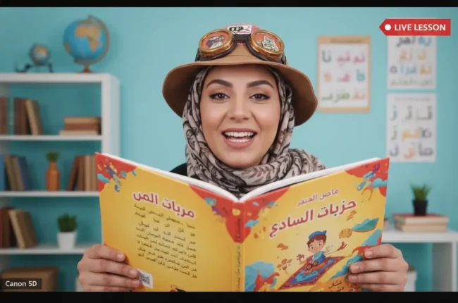 Immersive storytelling technique in fun Arabic lessons for children online.