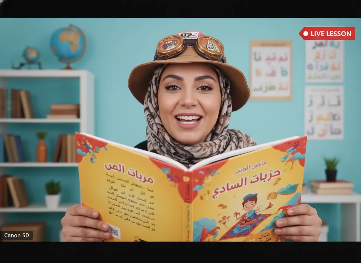 Immersive storytelling technique in fun Arabic lessons for children online.
