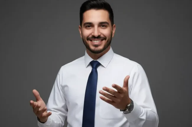 man with formal uniform for work at alphabet arabic academy