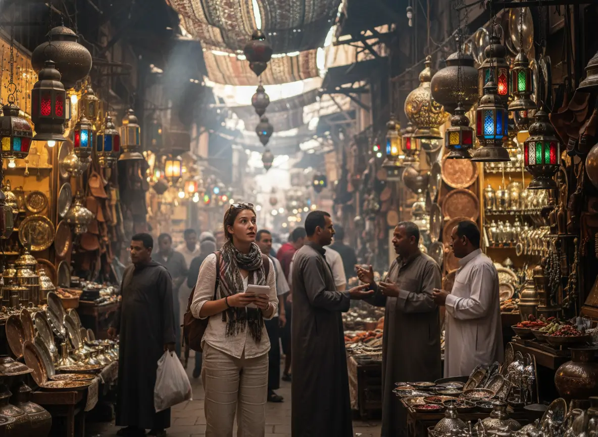 image_title Young foreigner student enjoying a conversation at a traditional Egyptian cafe in Cairo - Alphabet Arabic Academy