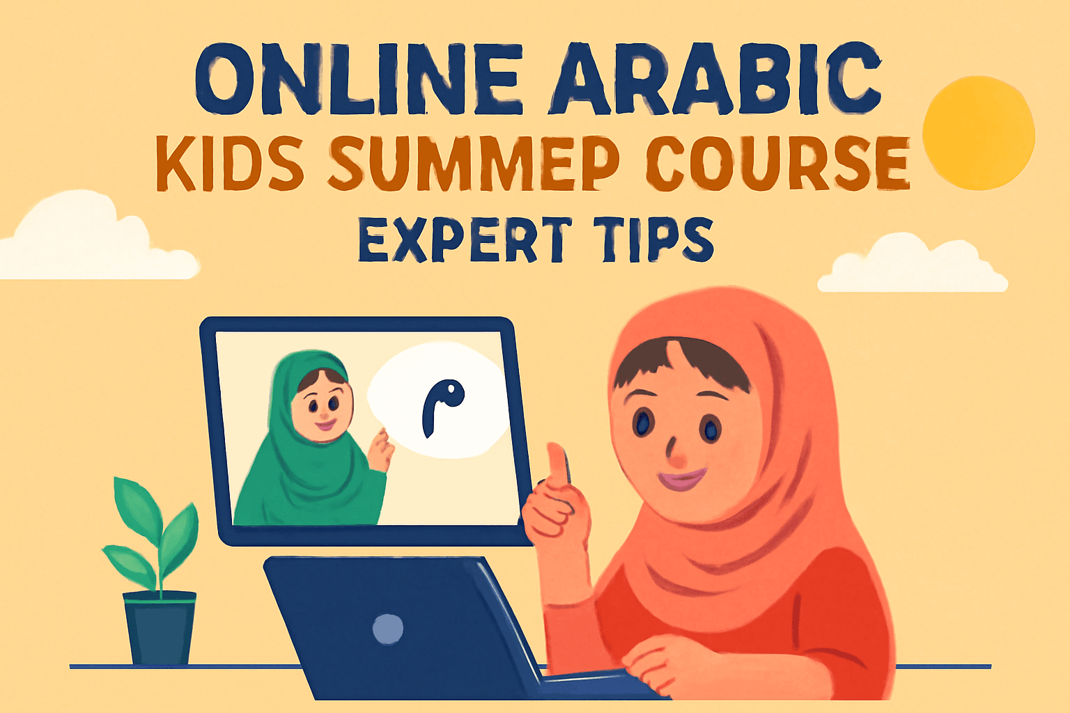 young girl speak to her arabic teacher