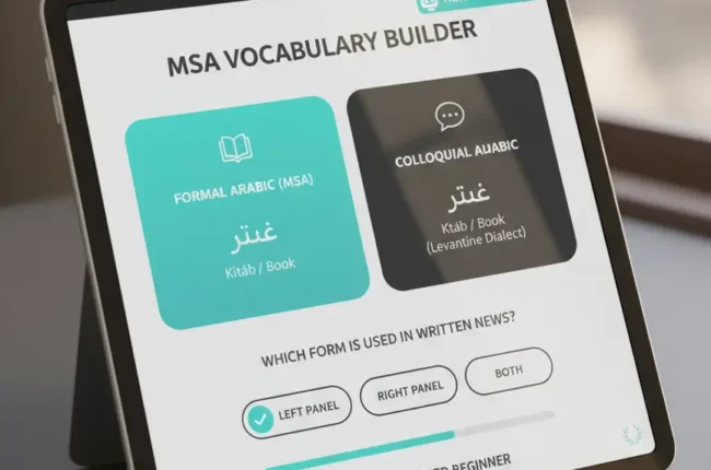 Modern standard arabic online: Full 2026 Comparison for Learners Digital Learning App Interface