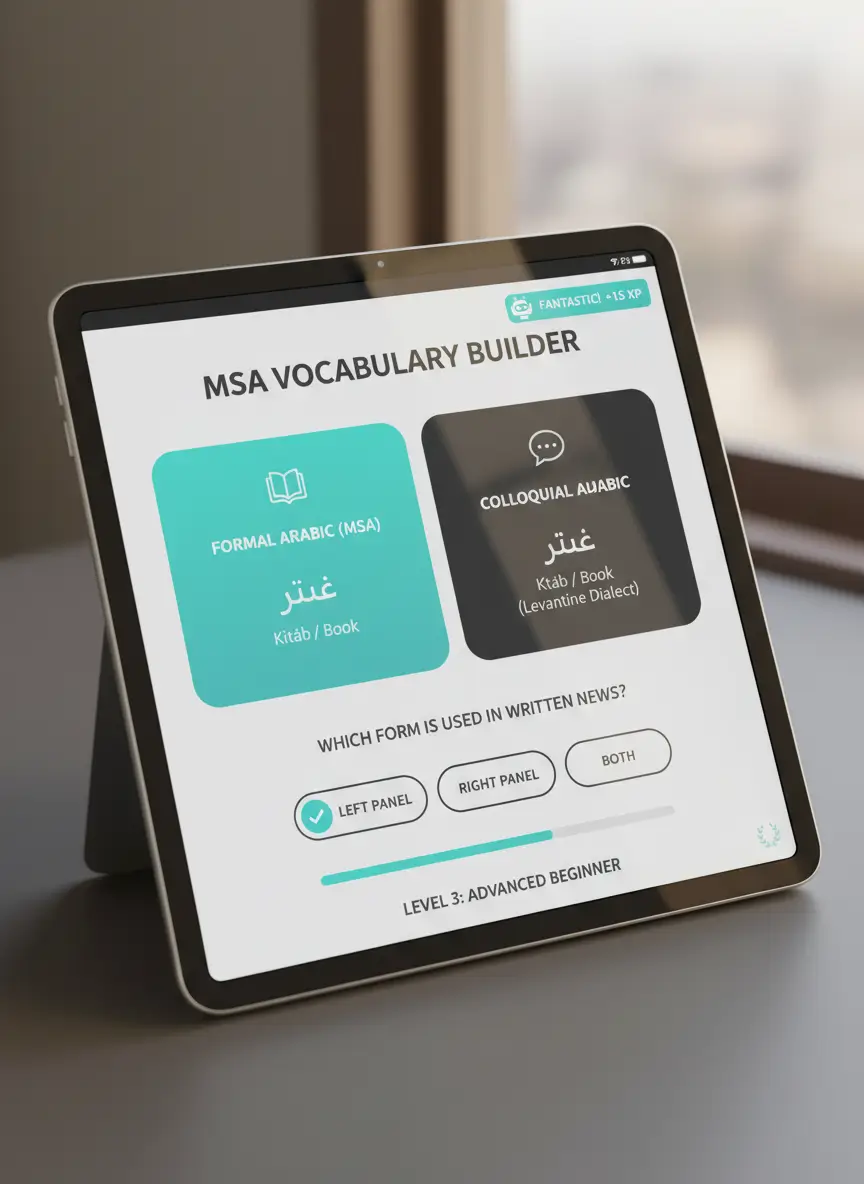 Modern standard arabic online: Full 2026 Comparison for Learners Digital Learning App Interface