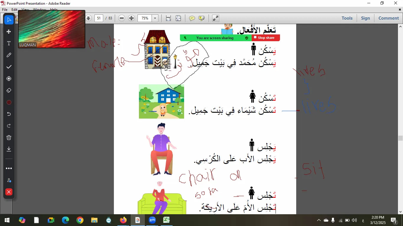 Arabic phonics cards for kids with letters and images