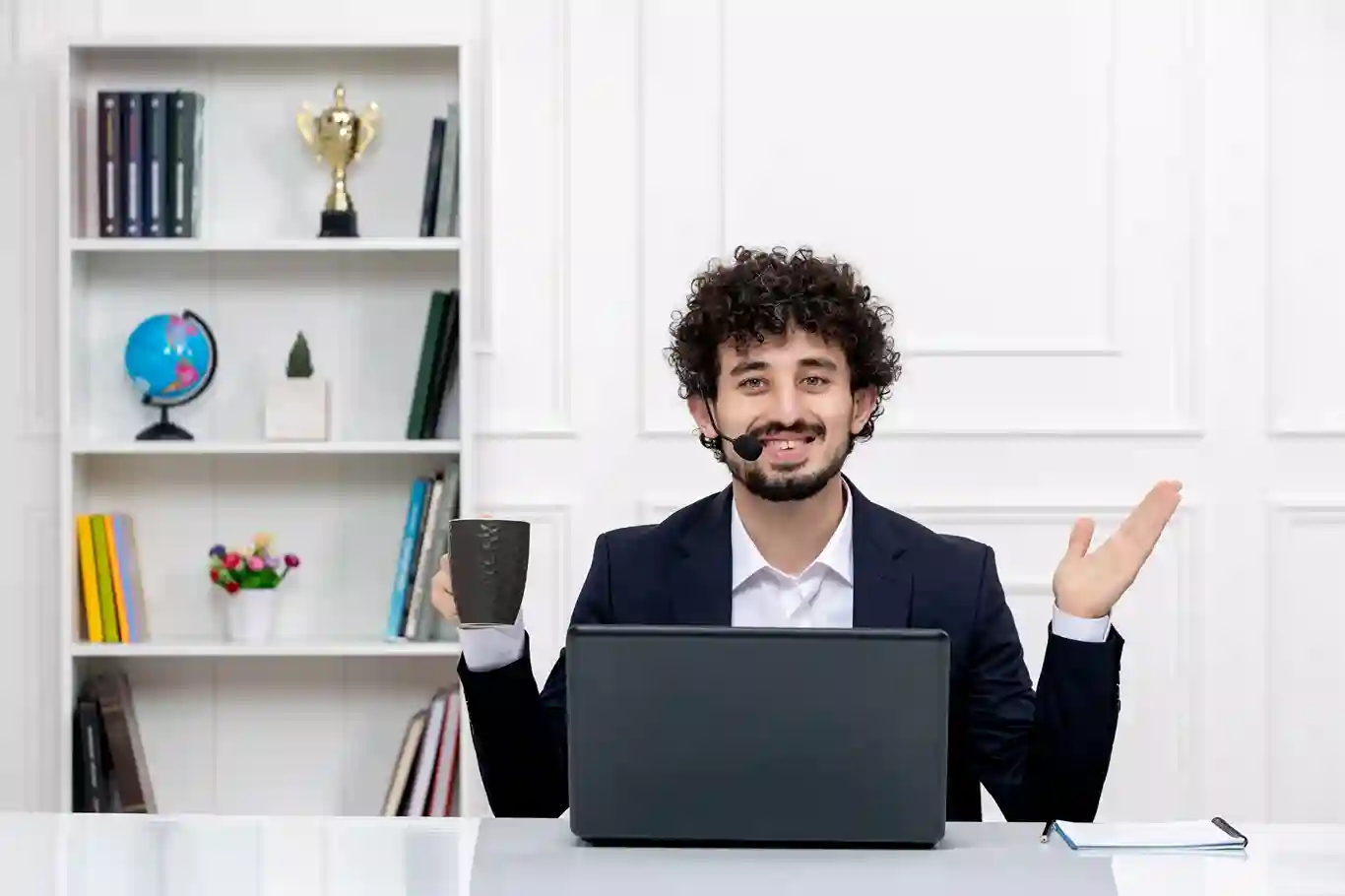 Professional Arabic teacher conducting a live online class