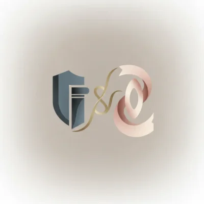 Brand logo with interwoven blue shield, gold ribbon, and pink loops forming letters U F S O on a beige background.